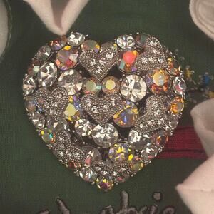 Silver rhinestone heart brooch jewellery
